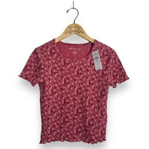 American Eagle Floral Waffle Baby Tee | Size extra Small